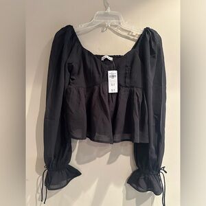 A&F Long-Sleeve Babydoll Puff Sleeve Top